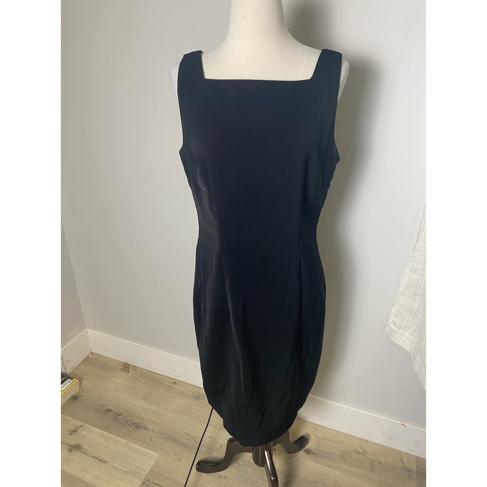 VTG 90's CDC Black Dress Criss-Cross Back MIDI Length 10 Medium‎ EUC